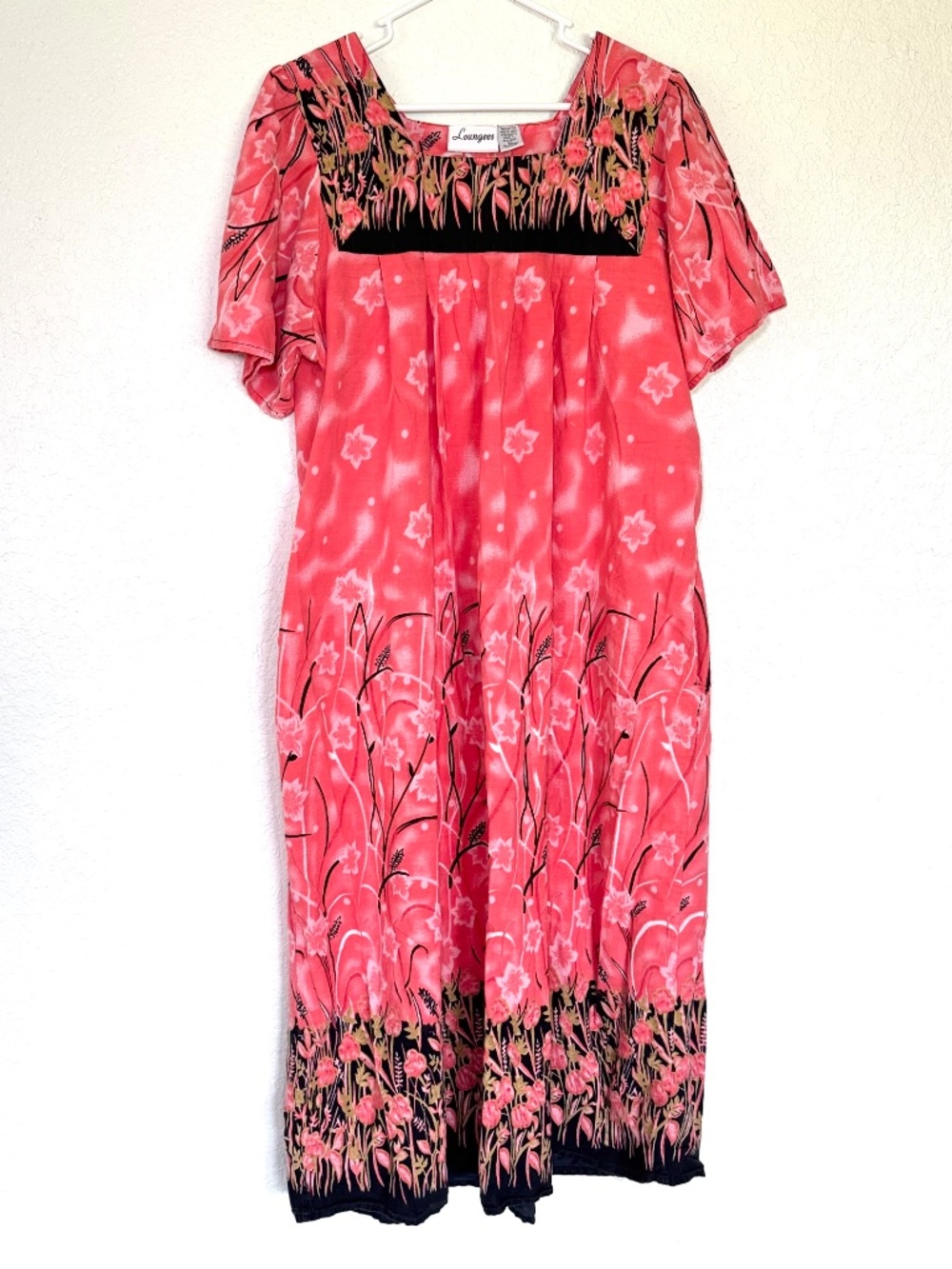 Loungees Dress Women's XL Caftan Boho Coastal Grandmother Cotton Vintage 90s